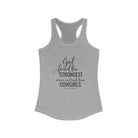 God Found the Strongest Women Racerback Tank tcc graphic tee Printify XS Heather Grey 