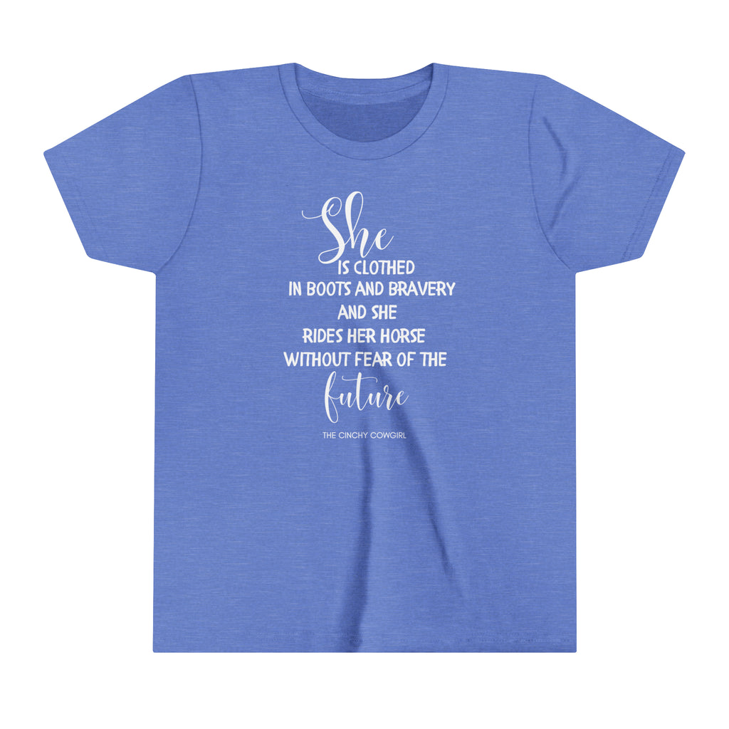 She is Clothed Youth Short Sleeve Tee Blue