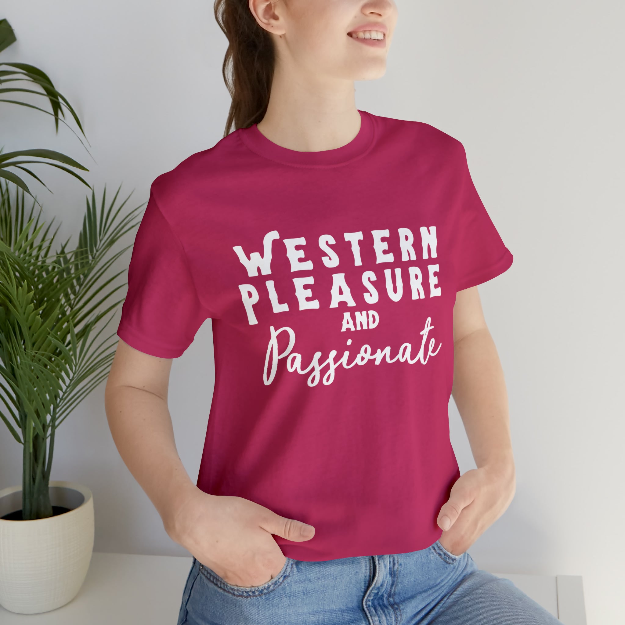 Western Pleasure & Passionate Short Sleeve Tee Horse Riding Discipline Tee Printify Berry XS 