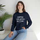 Coffee Cuss Words & Cows Crewneck Sweatshirt Sweatshirt Printify   