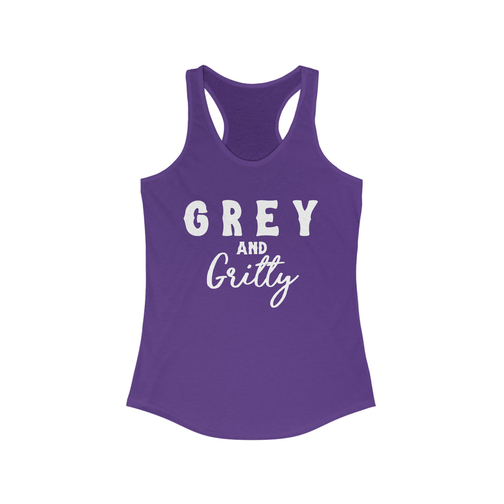 Grey & Gritty Racerback Tank Horse Color Shirts Printify XS Solid Purple Rush 
