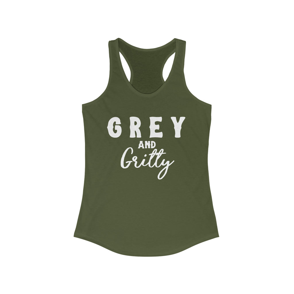 Grey & Gritty Racerback Tank Horse Color Shirts Printify XS Solid Military Green 