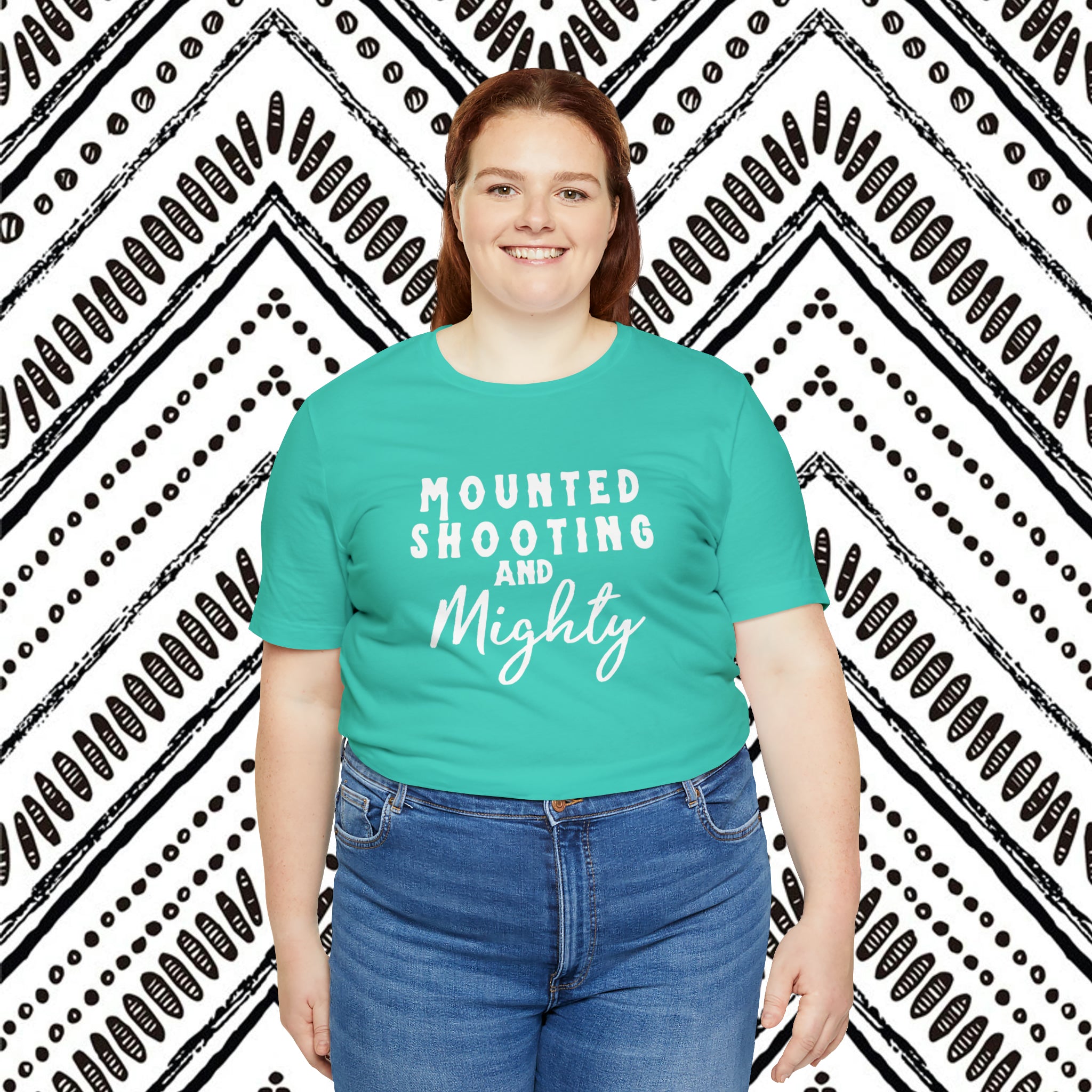 Mounted Shooting & Mighty Short Sleeve Tee Horse Riding Discipline Tee Printify   