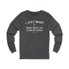 I Just Want To Drink Sweet Tea And Ride My Horse Long Sleeve Tee Long-sleeve The Cinchy Cowgirl - Print S Asphalt