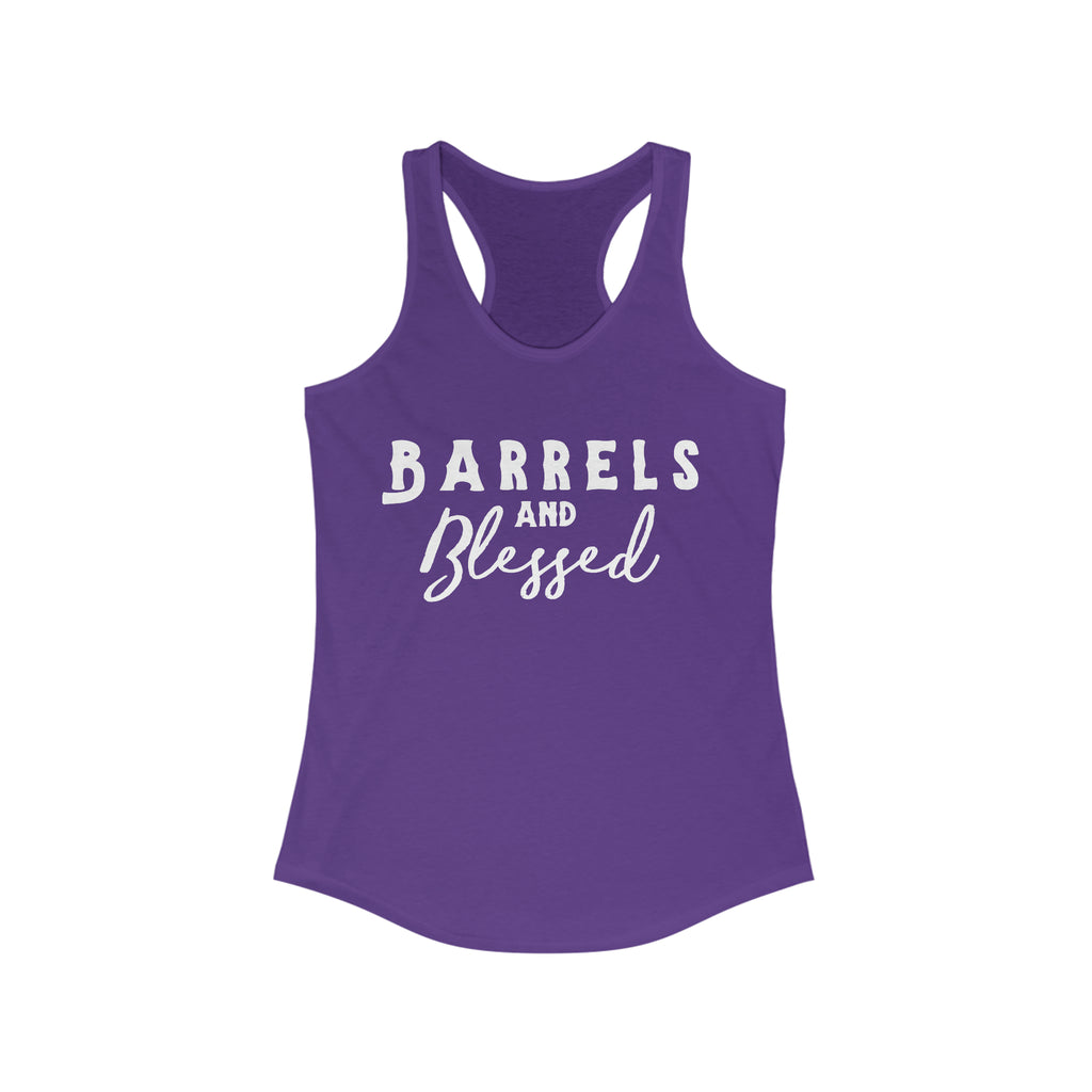 Barrels & Blessed Racerback Tank Horse Color Shirts Printify S Solid Purple Rush 