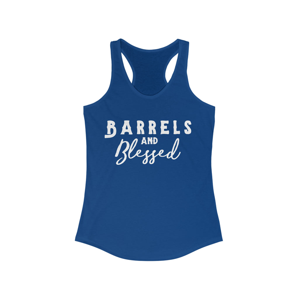 Barrels & Blessed Racerback Tank Horse Color Shirts Printify S Solid Royal 