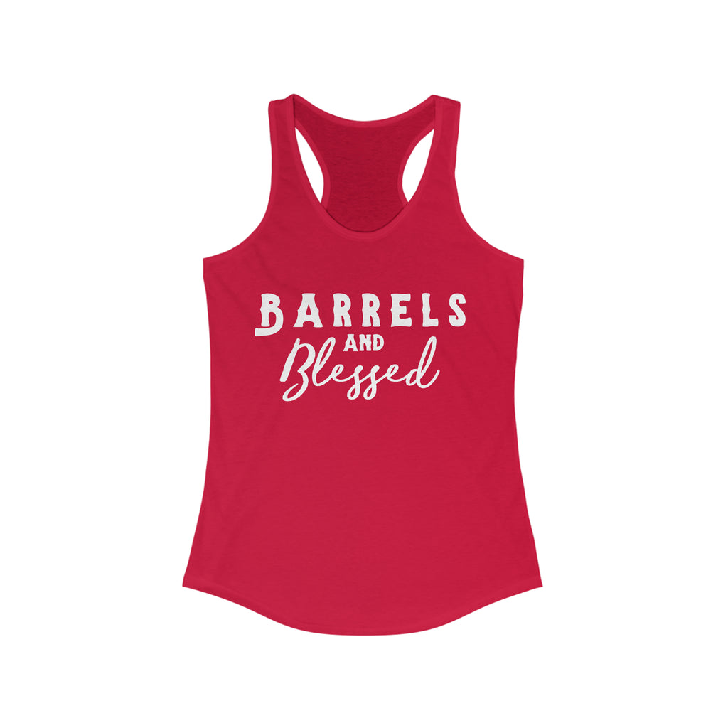 Barrels & Blessed Racerback Tank Horse Color Shirts Printify XS Solid Red 