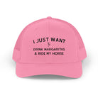 I Just Want To Drink Margaritas and Ride My Horse Trucker Hat Hats The Cinchy Cowgirl - Print Pink One size