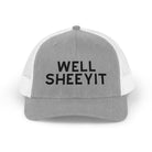 Well Sheeyit Trucker Hat Embroidered TCC Hat The Cinchy Cowgirl- Print Heather Grey / White