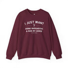 I Just Want To Drink Margaritas And Ride My Horse Pullover Sweatshirt The Cinchy Cowgirl - Print S Maroon
