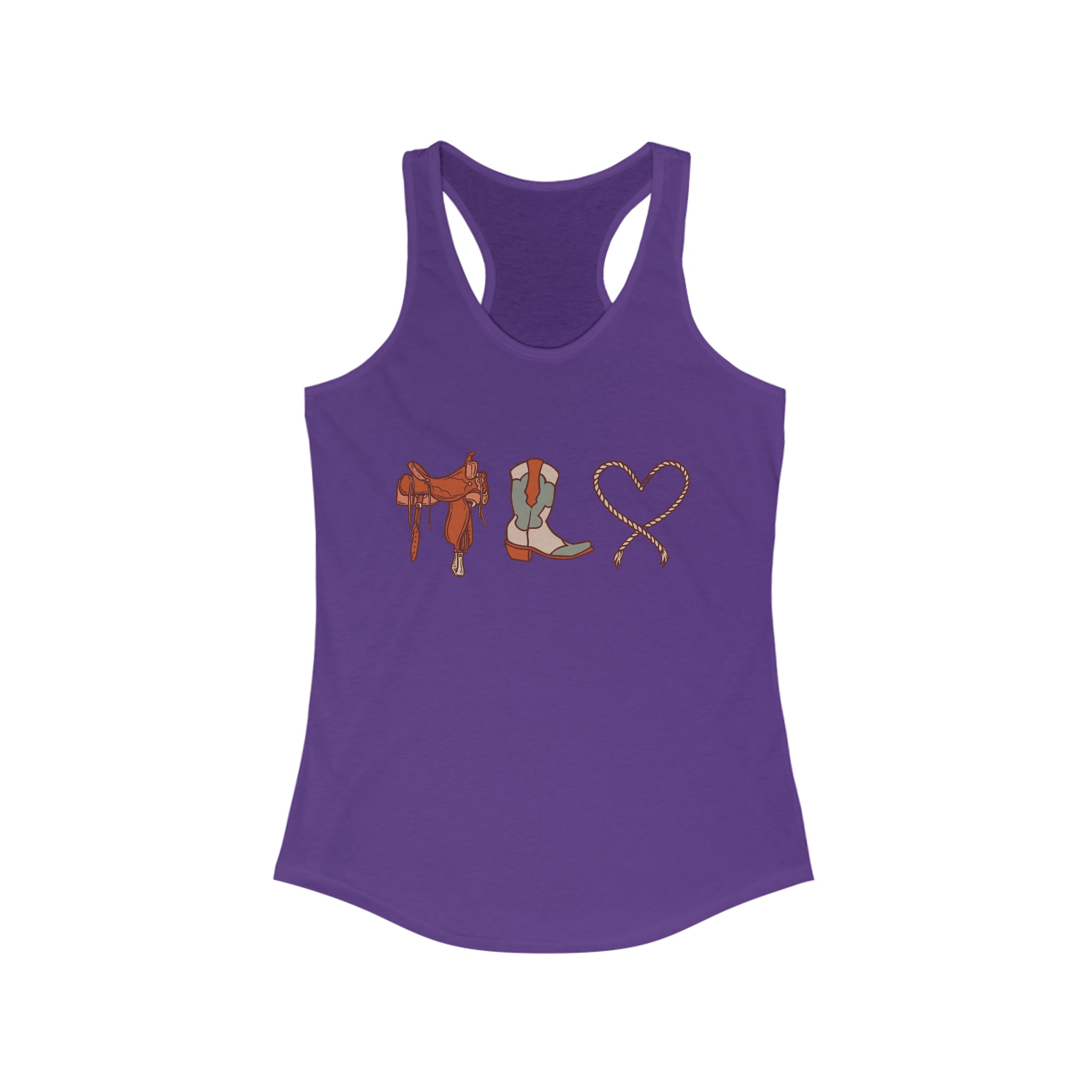 Western Love Racerback Tank tcc graphic tee Printify XS Solid Purple Rush 