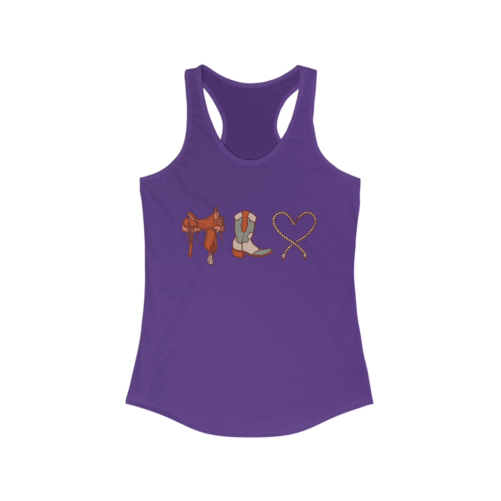 Western Love Racerback Tank tcc graphic tee Printify XS Solid Purple Rush 