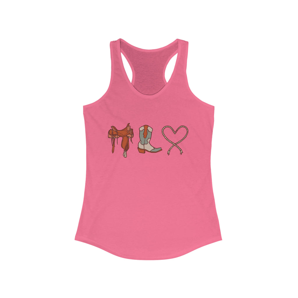 Western Love Racerback Tank tcc graphic tee Printify XS Solid Hot Pink 