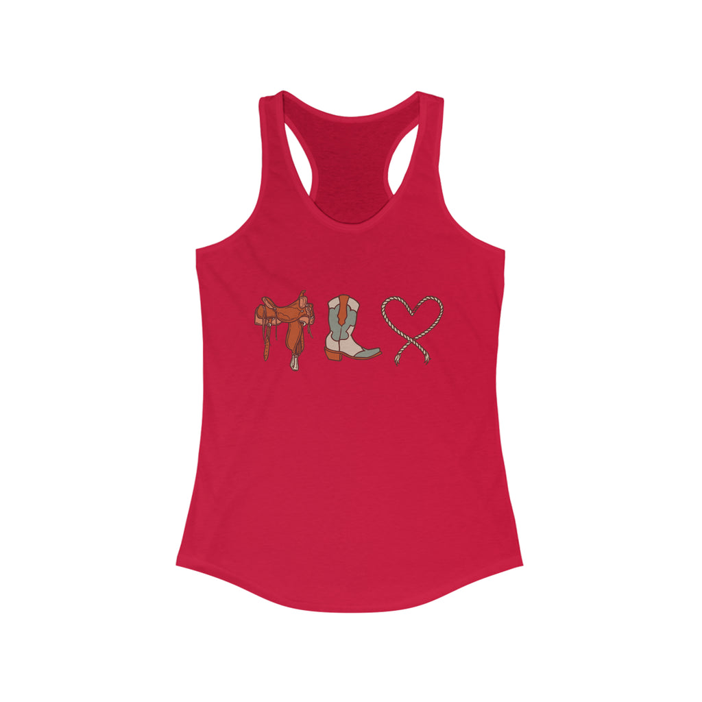 Western Love Racerback Tank tcc graphic tee Printify XS Solid Red 