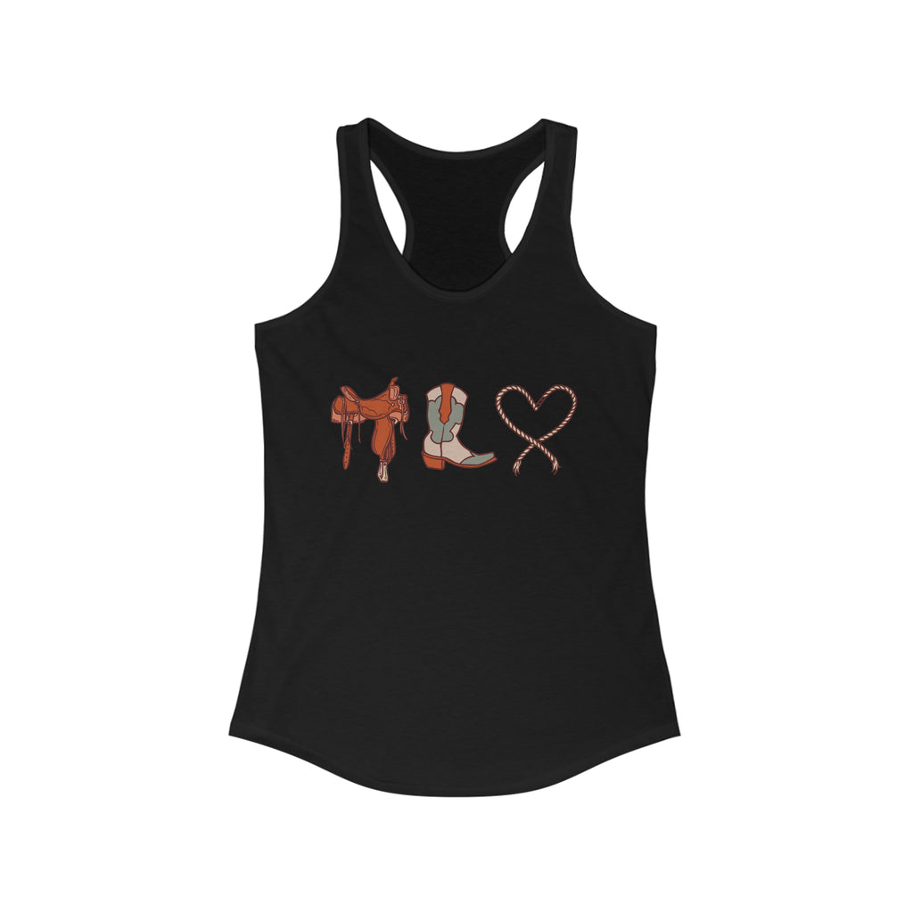 Western Love Racerback Tank tcc graphic tee Printify XS Solid Black 