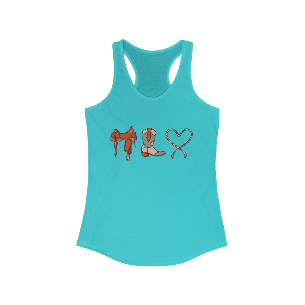 Western Love Racerback Tank tcc graphic tee Printify XS Solid Tahiti Blue 