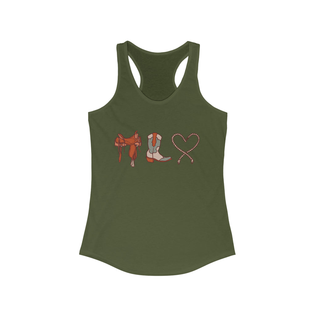 Western Love Racerback Tank tcc graphic tee Printify XS Solid Military Green 