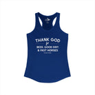 Thank God for Beer, Good Dirt & Fast Horses Tank Top Tank Top The Cinchy Cowgirl - Print XS Solid Royal