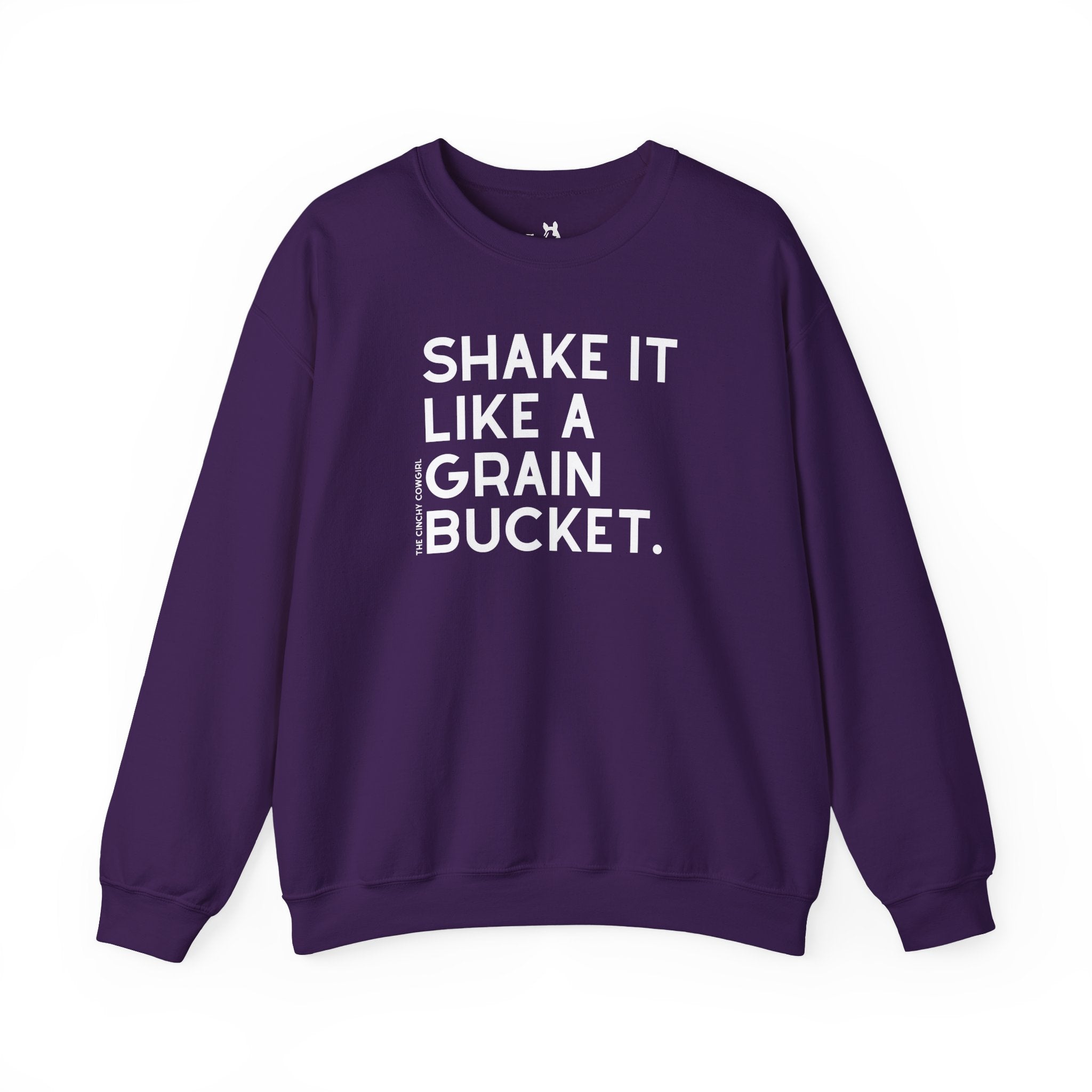 Shake It Like A Grain Bucket Pullover Sweatshirt The Cinchy Cowgirl - Print S Purple