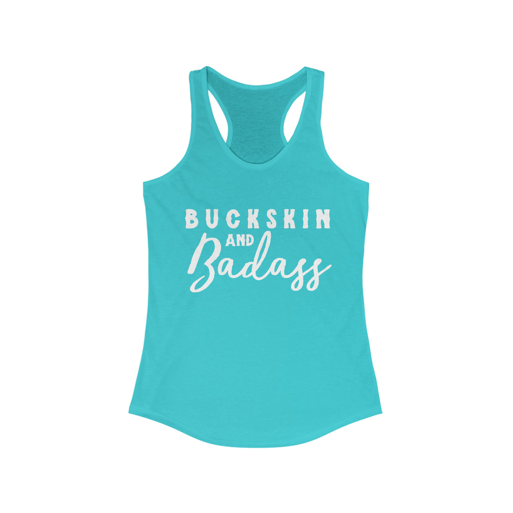 Buckskin & Badass Racerback Tank Horse Color Shirts Printify XS Solid Tahiti Blue 