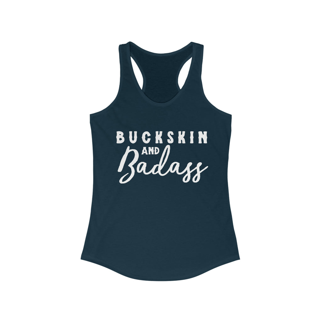 Buckskin & Badass Racerback Tank Horse Color Shirts Printify XS Solid Midnight Navy 