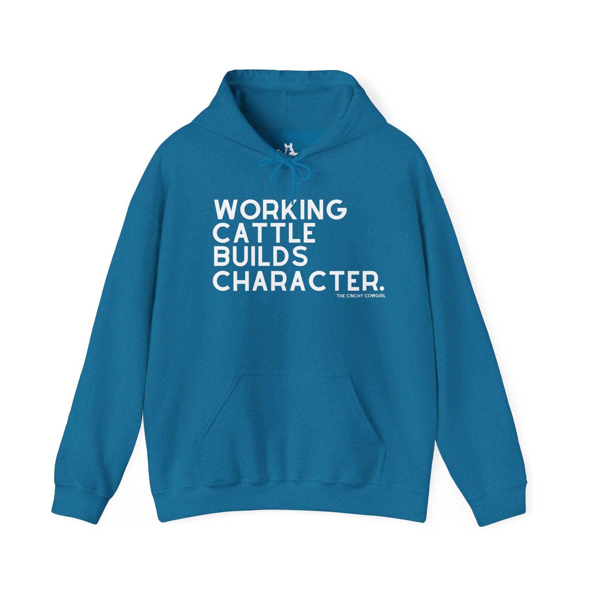 Working Cattle Builds Character Hoodie Hoodie The Cinchy Cowgirl - Print Antique Sapphire S