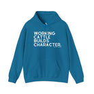 Working Cattle Builds Character Hoodie Hoodie The Cinchy Cowgirl - Print Antique Sapphire S