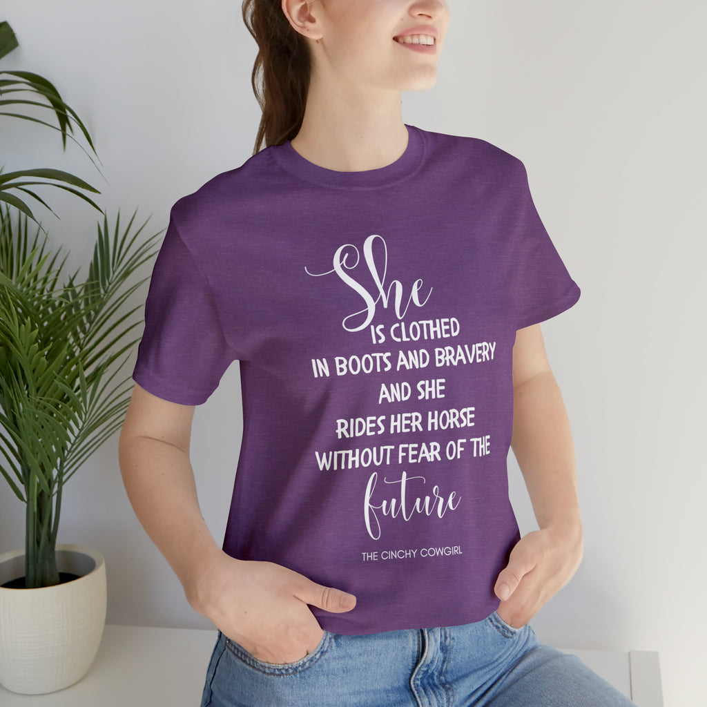 She is Clothed Short Sleeve Tee tcc graphic tee Printify Heather Team Purple XS 