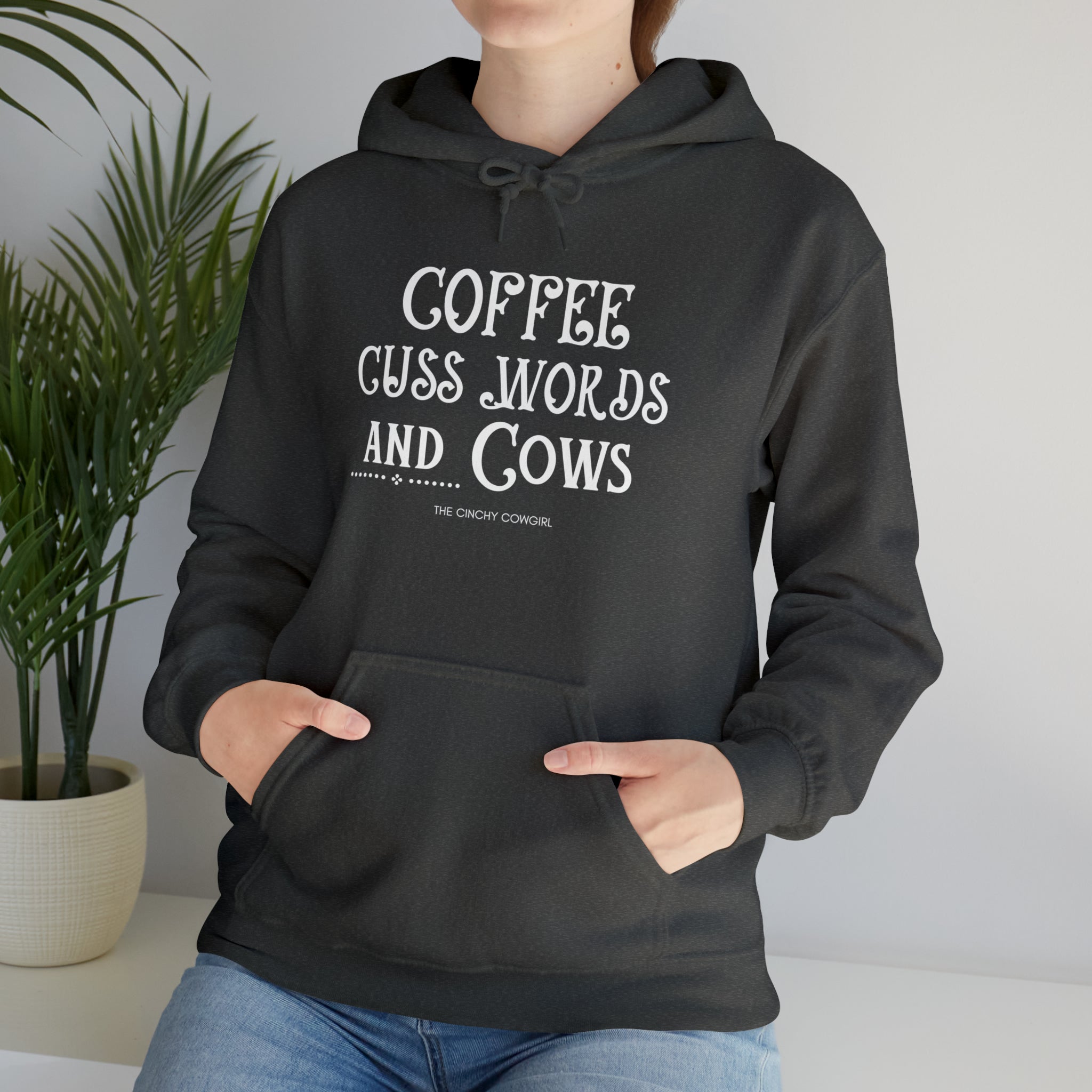 Coffee Cuss Words Cows Hoodie Hoodie Printify   