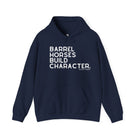 Barrel Horses Build Character Hoodie Graphic Hoodie The Cinchy Cowgirl - Print Navy S