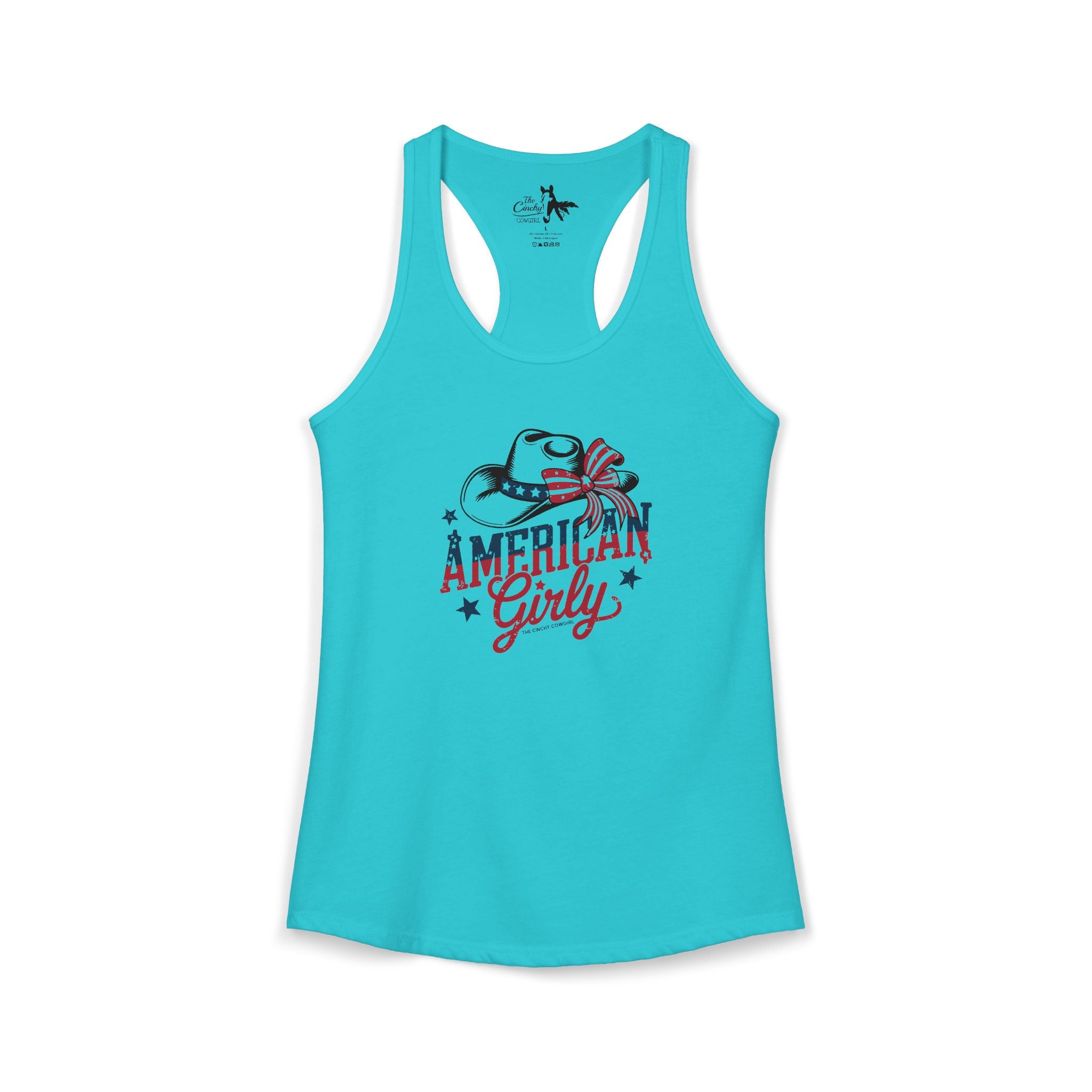 American Girly Tank Top Tank Top The Cinchy Cowgirl - Print XS Solid Tahiti Blue