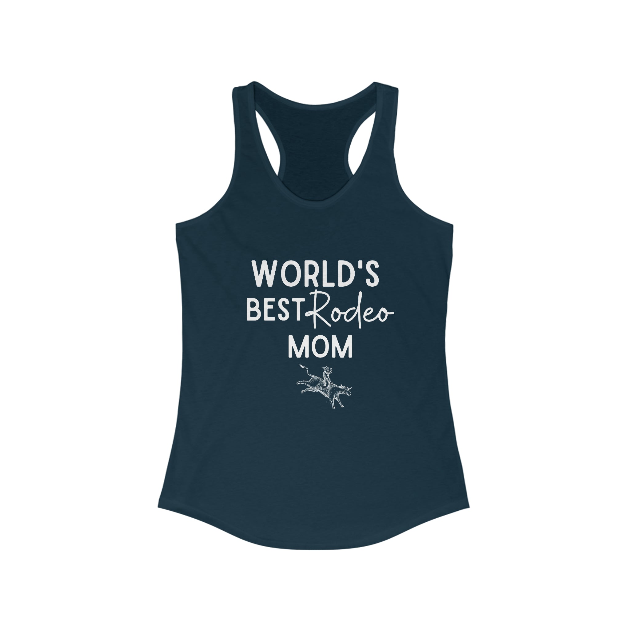World's Best Rodeo Mom Racerback Tank tcc graphic tee Printify XS Solid Midnight Navy 