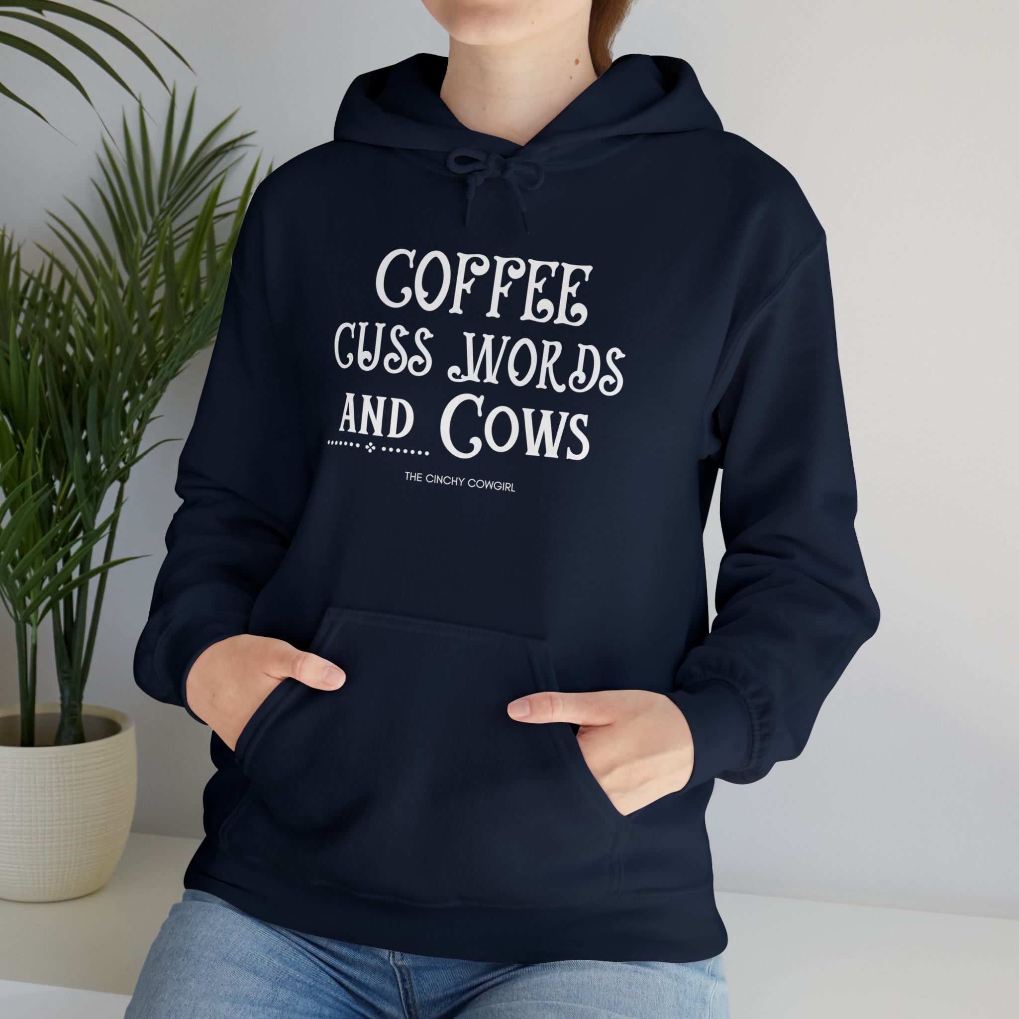 Coffee Cuss Words Cows Hoodie Hoodie Printify   