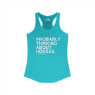 Probably Thinking About Horses Tank Top graphic tank The Cinchy Cowgirl - Print XS Solid Tahiti Blue
