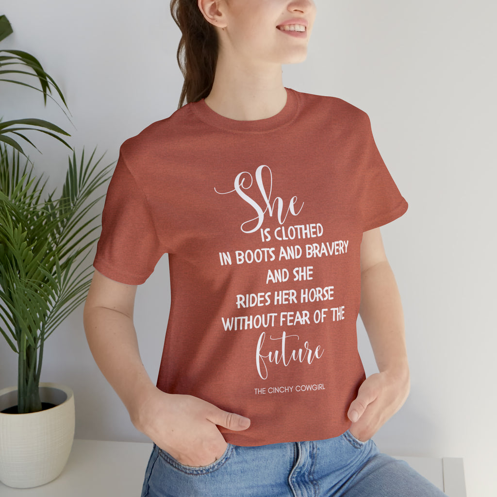 She is Clothed Short Sleeve Tee tcc graphic tee Printify Heather Clay XS 