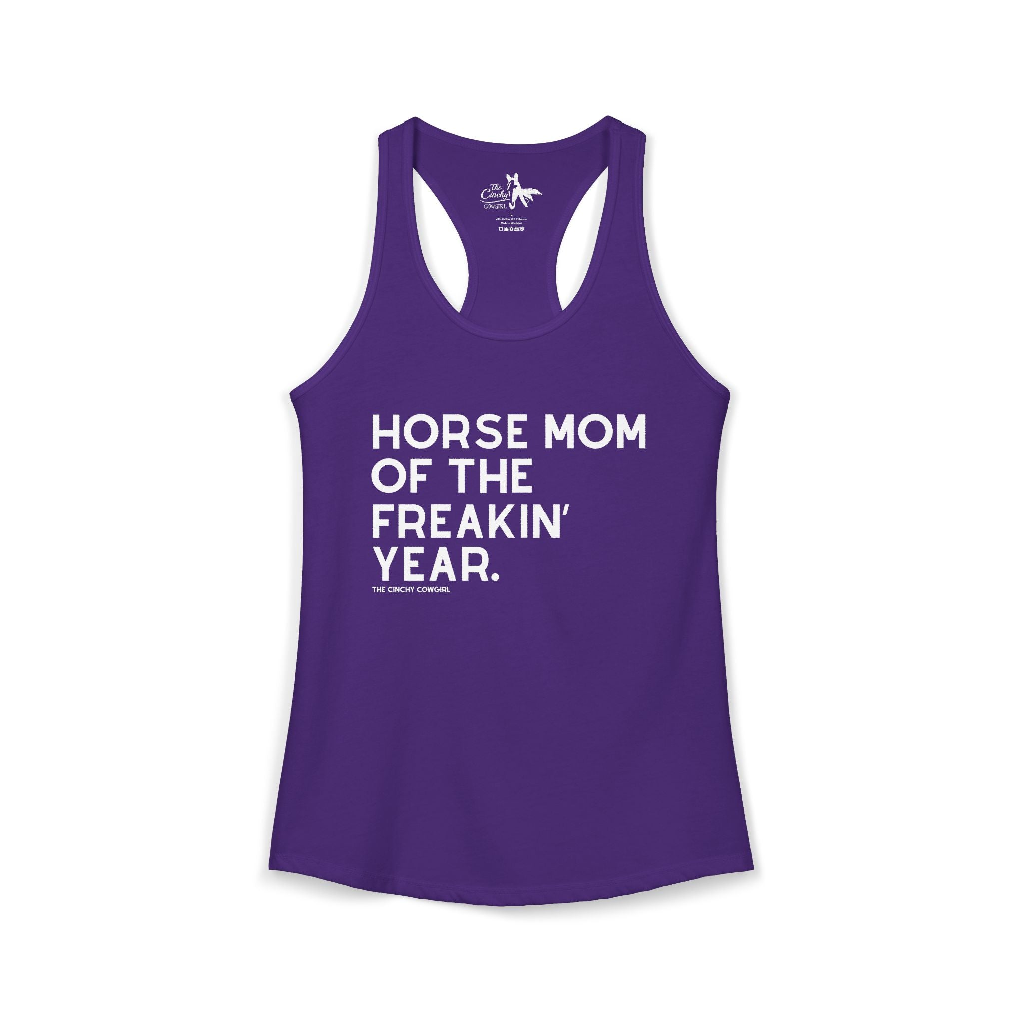 Horse Mom of the Freakin' Year Tank Top graphic tank The Cinchy Cowgirl - Print XS Solid Purple Rush