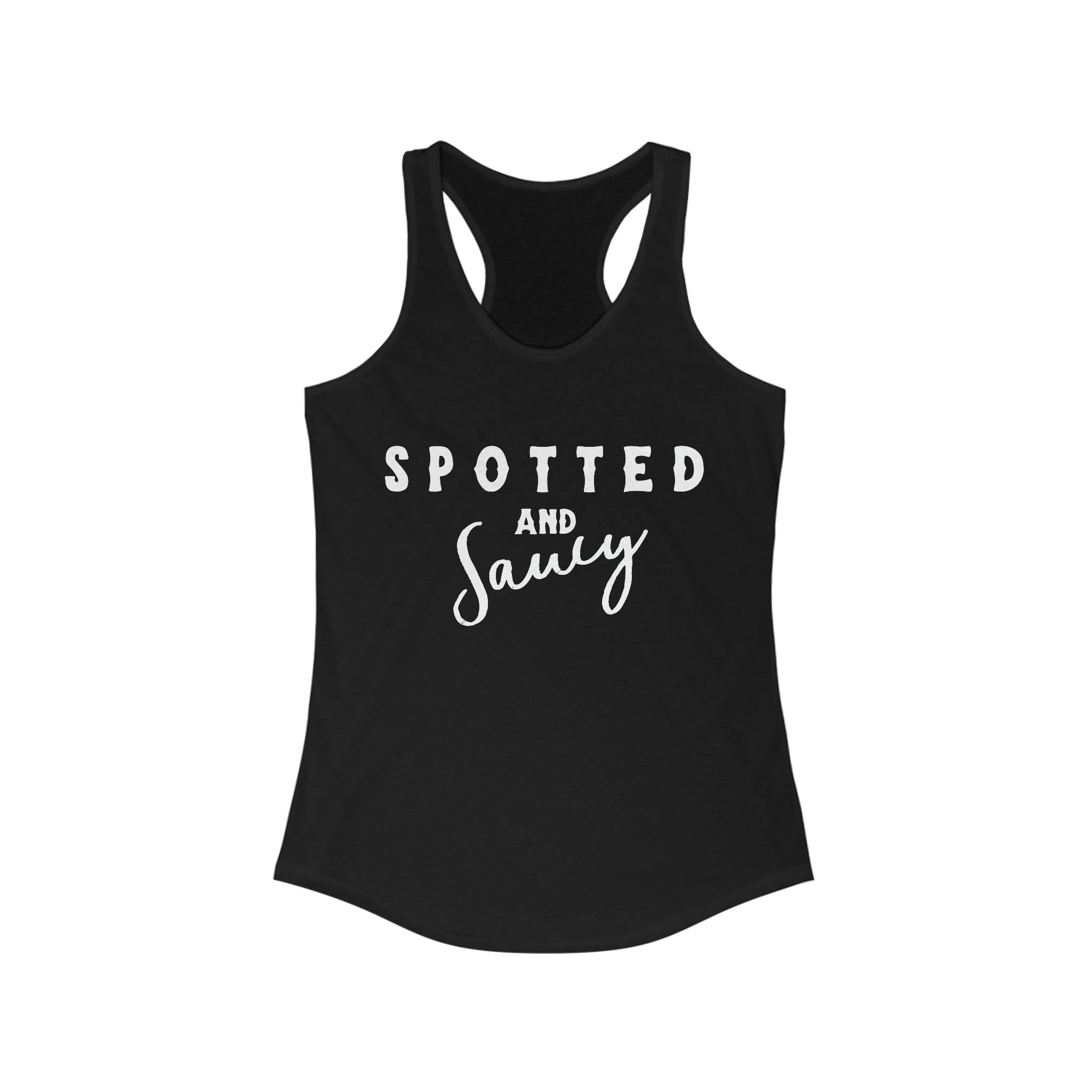 Spotted & Saucy Racerback Tank Horse Color Shirts Printify XS Solid Black