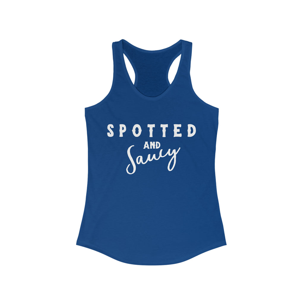 Spotted & Saucy Racerback Tank Horse Color Shirts Printify S Solid Royal 