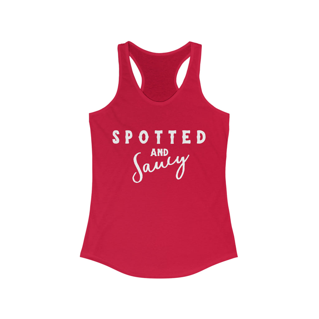 Spotted & Saucy Racerback Tank Horse Color Shirts Printify S Solid Red 