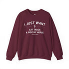 I Just Want To Eat Tacos And Ride My Horse Pullover Sweatshirt The Cinchy Cowgirl - Print S Maroon