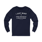 I Just Want To Drink Margaritas And Ride My Horse Long Sleeve Tee Long-sleeve The Cinchy Cowgirl - Print S Navy