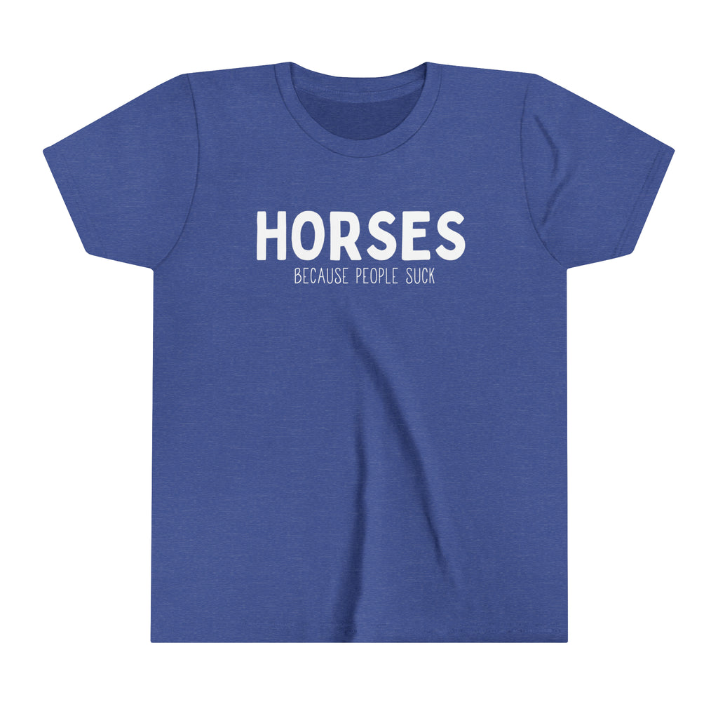 HORSES Because People Suck Youth Short Sleeve Tee  Royal