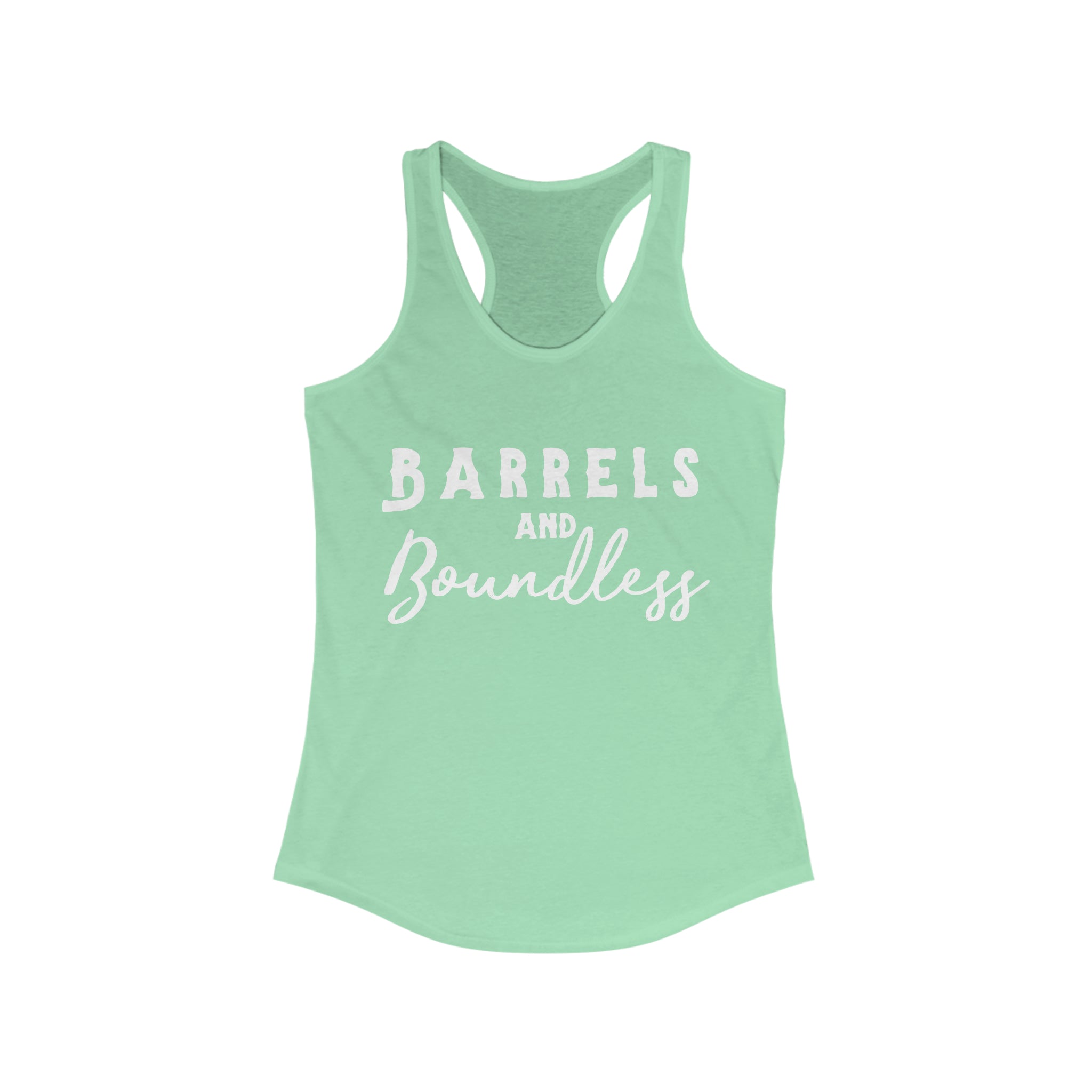 Barrels & Boundless Racerback Tank Horse Riding Discipline Tee Printify XS Solid Mint