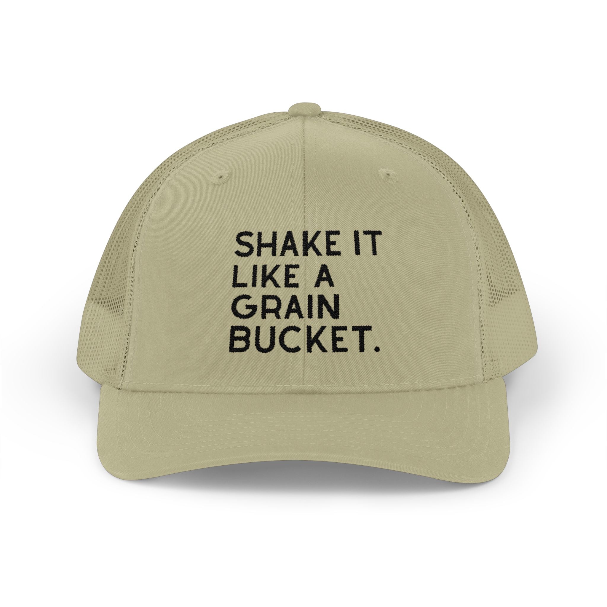Embroidered Shake It Like A Grain Bucket Trucker Hat Embroidered TCC Hat The Cinchy Cowgirl - Print Khaki