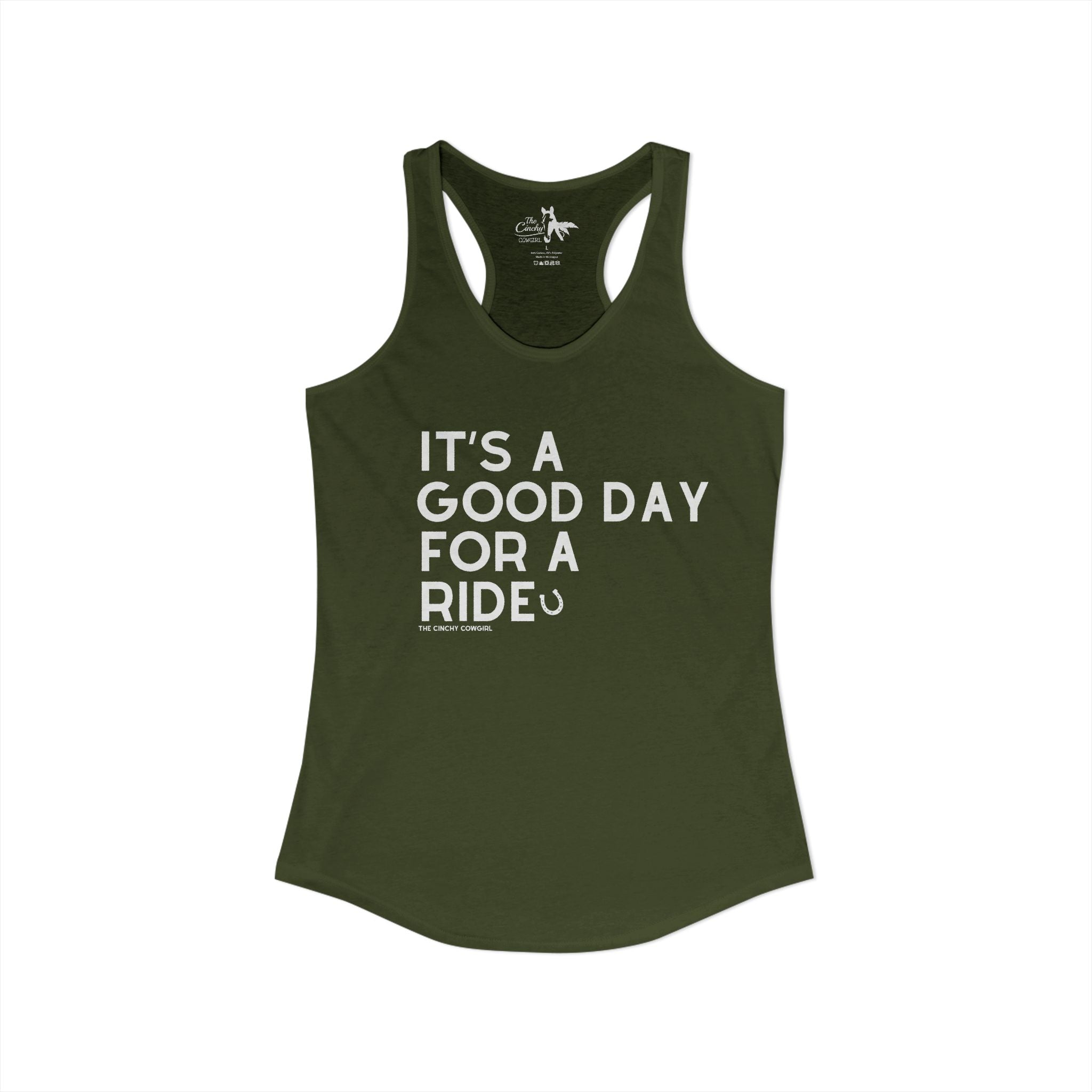 It's A Good Day For a Ride Tank Top Tank Top The Cinchy Cowgirl - Print XS Solid Military Green