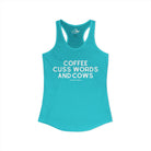 Coffee, Cuss Words And Cows Tank Top Tank Top The Cinchy Cowgirl - Print XS Solid Tahiti Blue