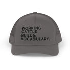 Embroidered Working Cattle Builds Vocabulary Trucker Hat [23 Colors] Embroidered TCC Hat The Cinchy Cowgirl - Print Charcoal