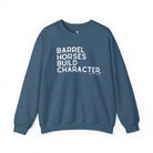 Barrel Horses Build Character Pullover Sweatshirt The Cinchy Cowgirl - Print S Indigo Blue