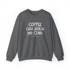 Coffee Cuss Words & Cows Crewneck Sweatshirt Sweatshirt Printify S Graphite Heather 