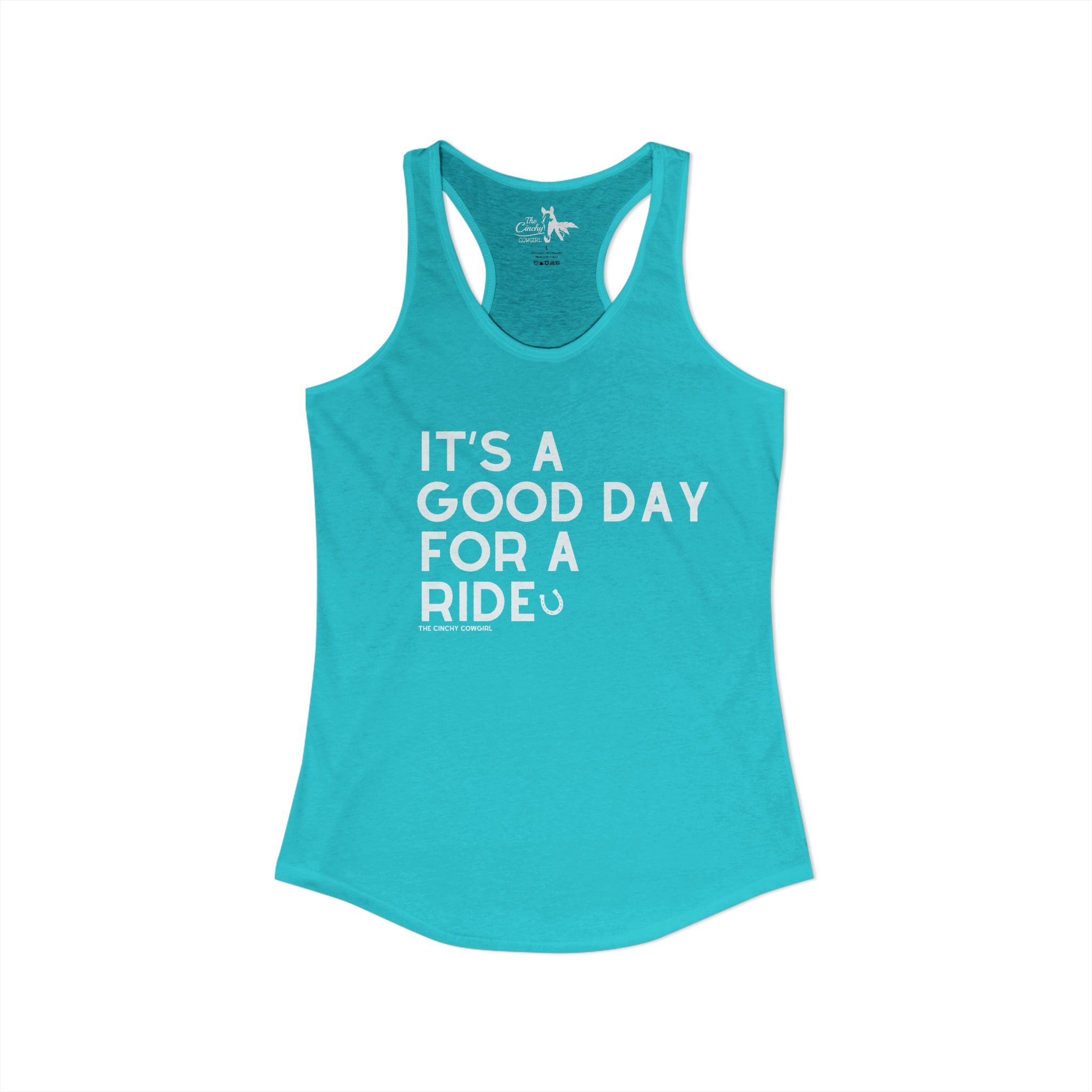 It's A Good Day For a Ride Tank Top Tank Top The Cinchy Cowgirl - Print XS Solid Tahiti Blue